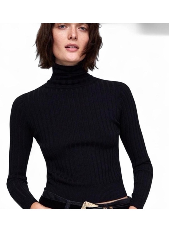 Zara Tops - NWT • ZARA • Ribbed Mock Neck Long-Sleeve Top - Black in PERFECT NEW CONDITION